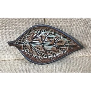 Iris M Grundler Leaf Trinket Dish Art Pottery Botanical Goblincore Fall Harvest